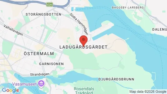Kontorslokaler att hyra i Gärdet/Djurgården - kort over placeringen