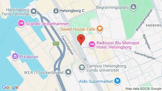 Kontorslokaler att hyra i Helsingborg - kort over placeringen