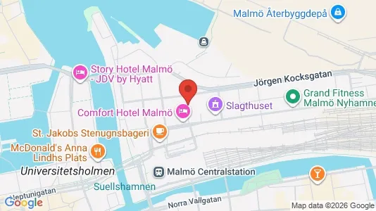 Kontorslokaler att hyra i Malmö Centrum - kort over placeringen