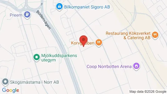 Kontorslokaler att hyra i Luleå - kort over placeringen