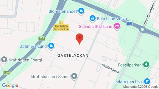 Kontorslokaler att hyra i Lund - kort over placeringen