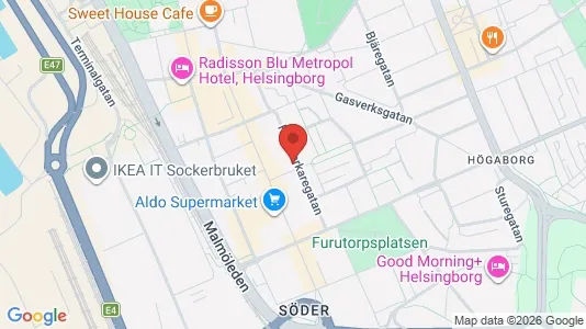 Kontorslokaler att hyra i Helsingborg - kort over placeringen