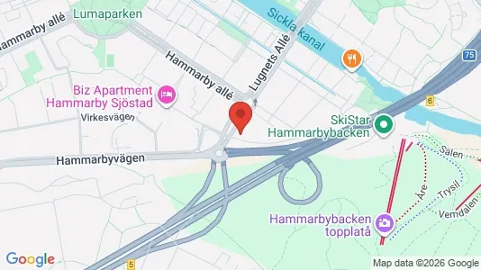 Kontorslokaler att hyra i Hammarbyhamnen - kort over placeringen