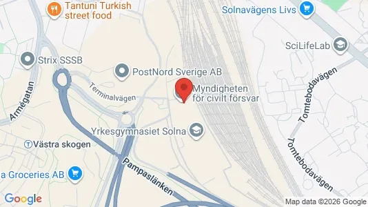 Kontorslokaler att hyra i Solna - kort over placeringen