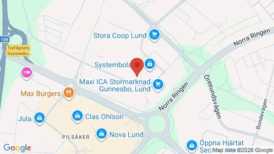 Kontorslokaler att hyra i Lund - kort over placeringen