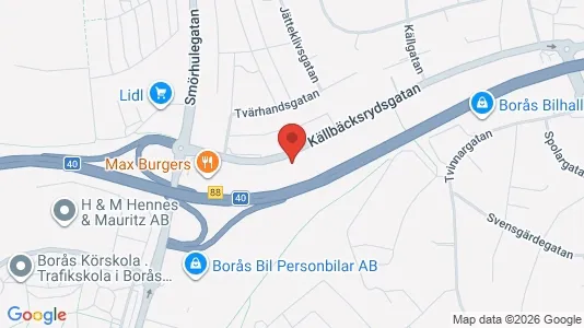 Kontorslokaler att hyra i Borås - kort over placeringen