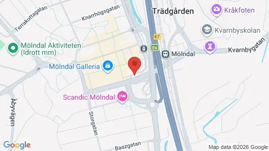 Kontorslokaler att hyra i Mölndal - kort over placeringen