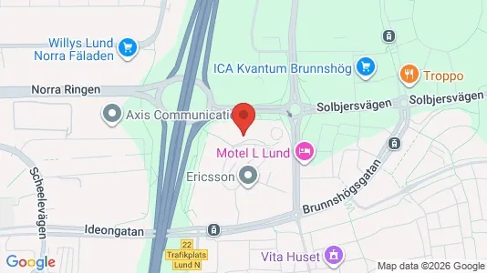 Kontorslokaler att hyra i Lund - kort over placeringen