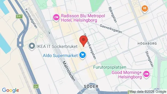 Kontorslokaler att hyra i Helsingborg - kort over placeringen