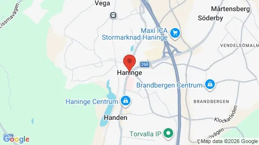 Butikslokaler att hyra i Haninge - kort over placeringen