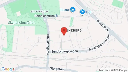 Kontorslokaler att hyra i Solna - kort over placeringen