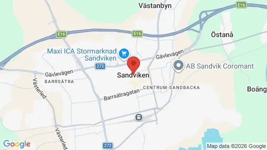 Kontorslokaler att hyra i Sandviken - kort over placeringen