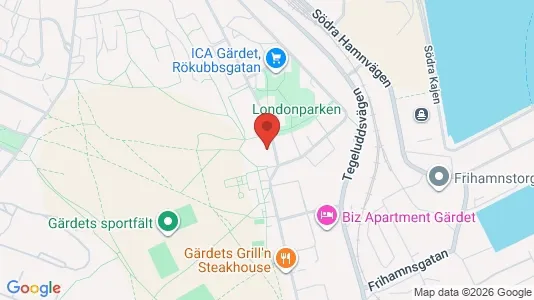Kontorslokaler att hyra i Gärdet/Djurgården - kort over placeringen