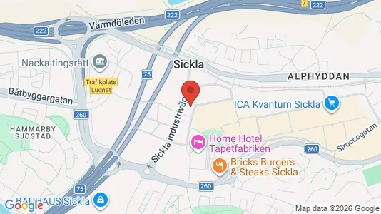 Kontorslokaler att hyra i Nacka - kort over placeringen