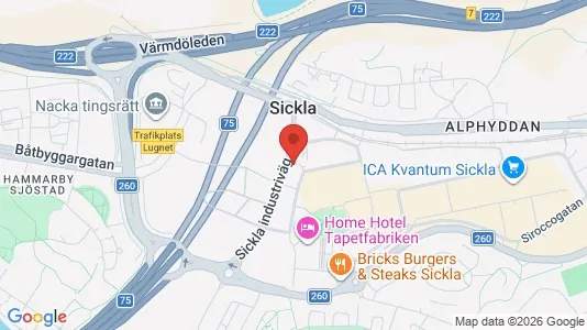 Kontorslokaler att hyra i Nacka - kort over placeringen