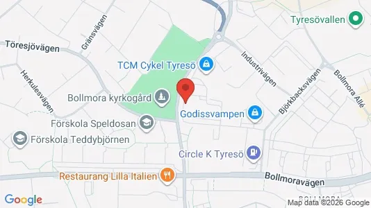 Lagerlokaler att hyra i Tyresö - kort over placeringen