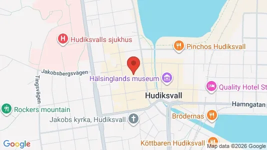 Kontorslokaler att hyra i Hudiksvall - kort over placeringen