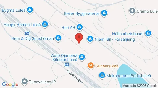Kontorslokaler att hyra i Luleå - kort over placeringen