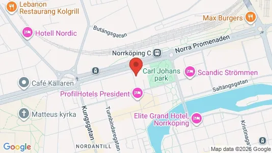 Kontorslokaler att hyra i Norrköping - kort over placeringen