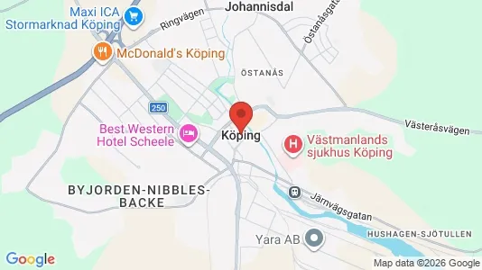 Butikslokaler att hyra i Köping - kort over placeringen