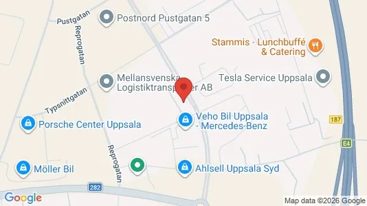 Industrilokaler att hyra i Uppsala - kort over placeringen