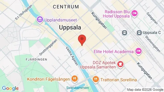 Kontorslokaler att hyra i Uppsala - kort over placeringen