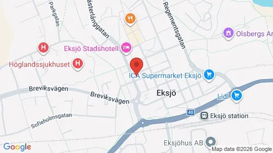 Kontorslokaler att hyra i Eksjö - kort over placeringen