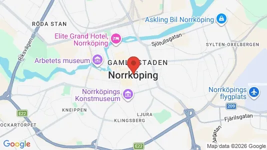 Kontorslokaler att hyra i Norrköping - kort over placeringen