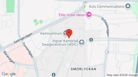 Kontorslokaler att hyra i Lund - kort over placeringen