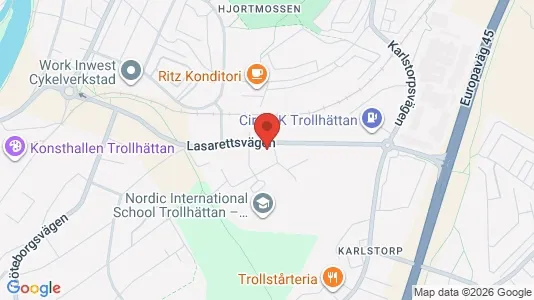 Kontorslokaler att hyra i Trollhättan - kort over placeringen