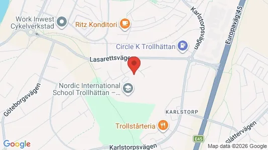 Kontorslokaler att hyra i Trollhättan - kort over placeringen
