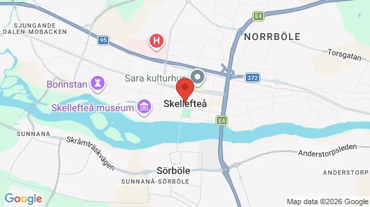 Kontorslokaler att hyra i Skellefteå - kort over placeringen