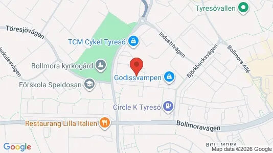 Lagerlokaler att hyra i Tyresö - kort over placeringen