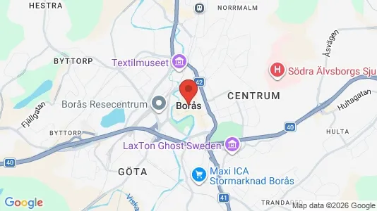 Kontorslokaler att hyra i Borås - kort over placeringen