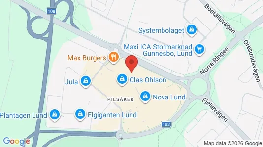 Kontorslokaler att hyra i Lund - kort over placeringen