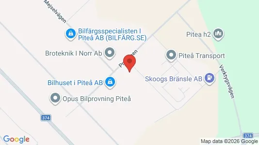 Industrilokaler att hyra i Piteå - kort over placeringen