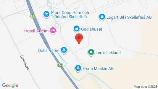 Kontorslokaler att hyra i Skellefteå - kort over placeringen