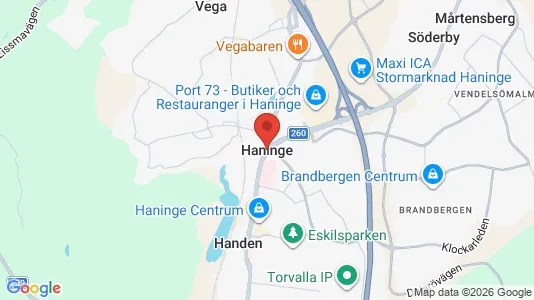Industrilokaler att hyra i Haninge - kort over placeringen