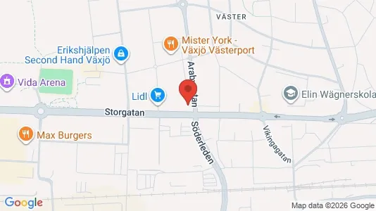 Kontorslokaler att hyra i Växjö - kort over placeringen